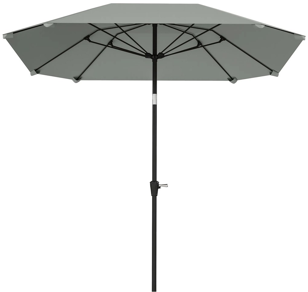 Outsunny Umbrelă de soare de 2,3 m fără bază, Umbrelă de terasă ajustabilă cu manivelă, Poliester, Aluminiu, Fibră de sticlă, Gri închis | Aosom Romania
