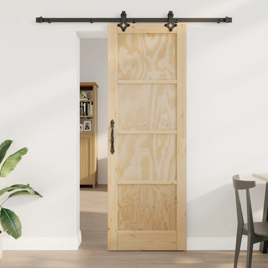 Ușa Glisantă vidaXL cu Set de Hardware 73.5x211 cm din Lemn Solid de Pin