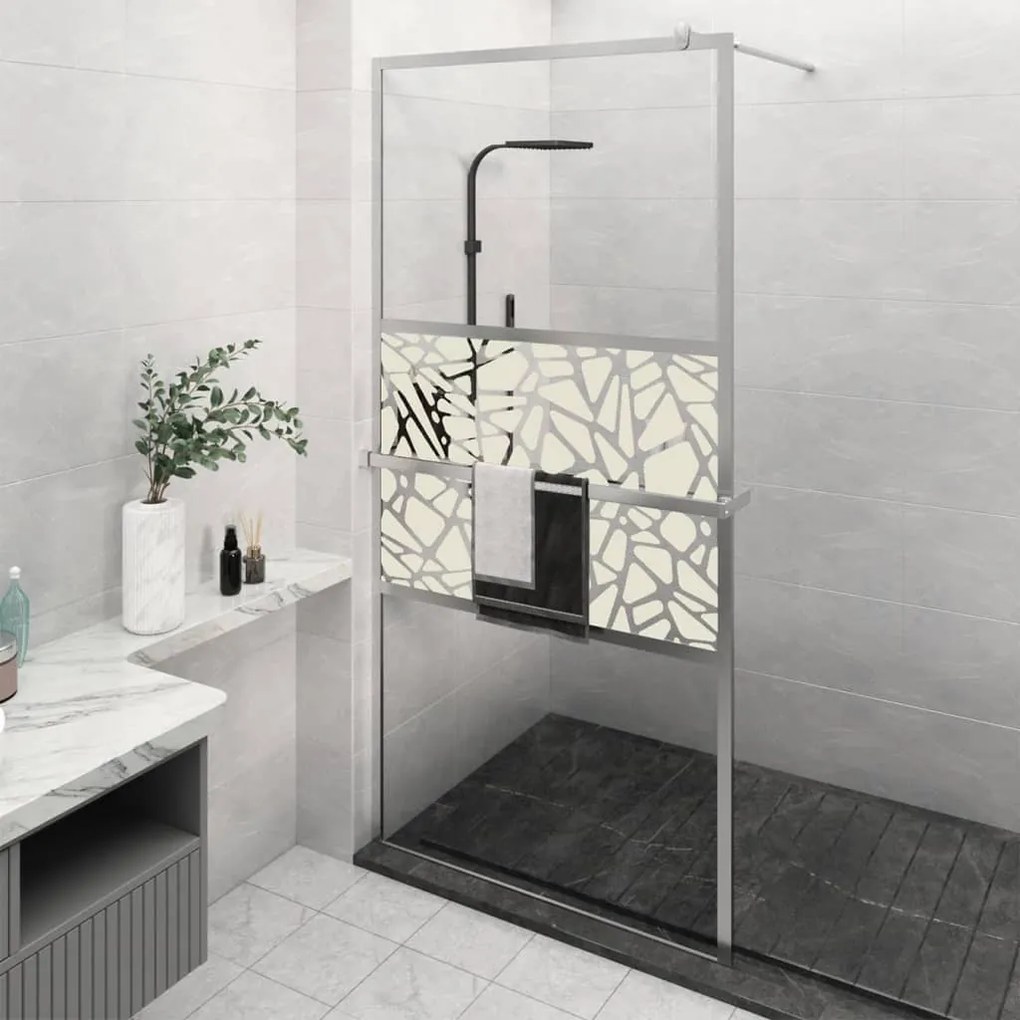 vidaXL Paravan duș walk-in cu raft crom 115x195 cm sticlă ESG/aluminiu