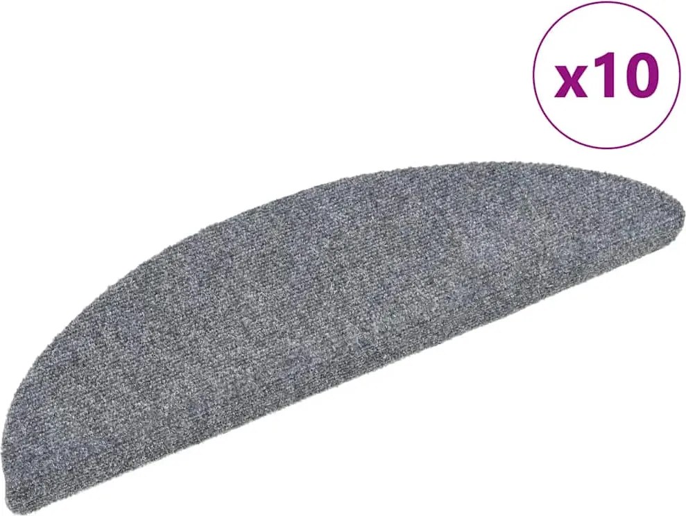 vidaXL Covorașe pentru scări autoadezive, 10 buc., 56x17x3 cm, gri deschis, semirotunde