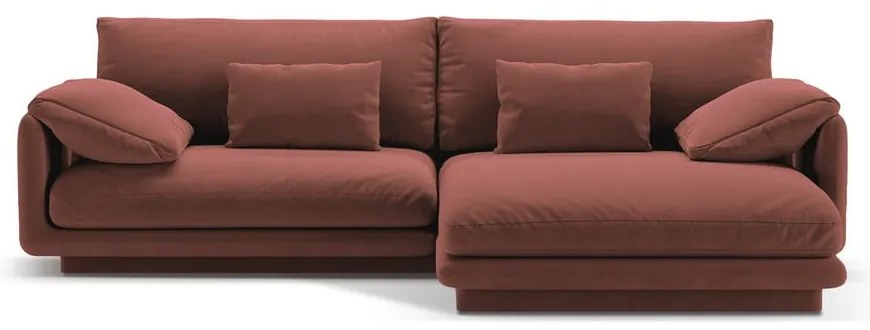 Colțar roz cu tapițerie din catifea (cu colț pe partea dreaptă/cu șezlong) Torino – Micadoni