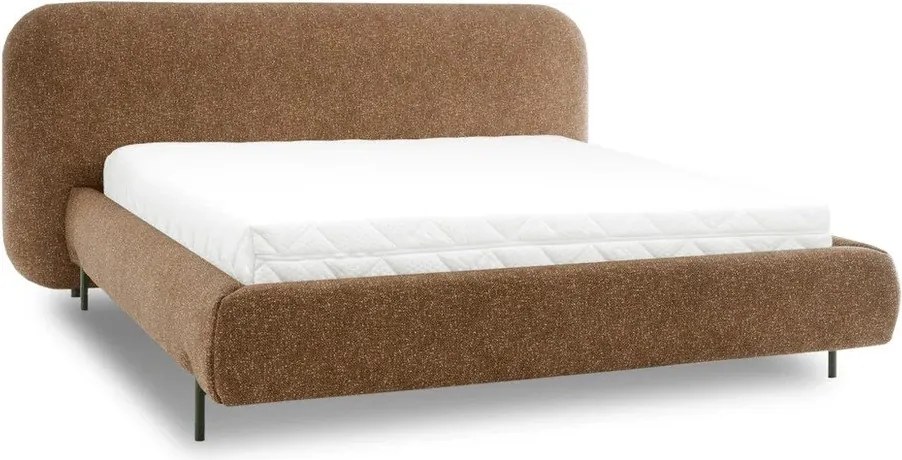 Pat matrimonial galben ocru tapițat cu spațiu de depozitare cu somieră 160x200 cm Pointt – ELTAP