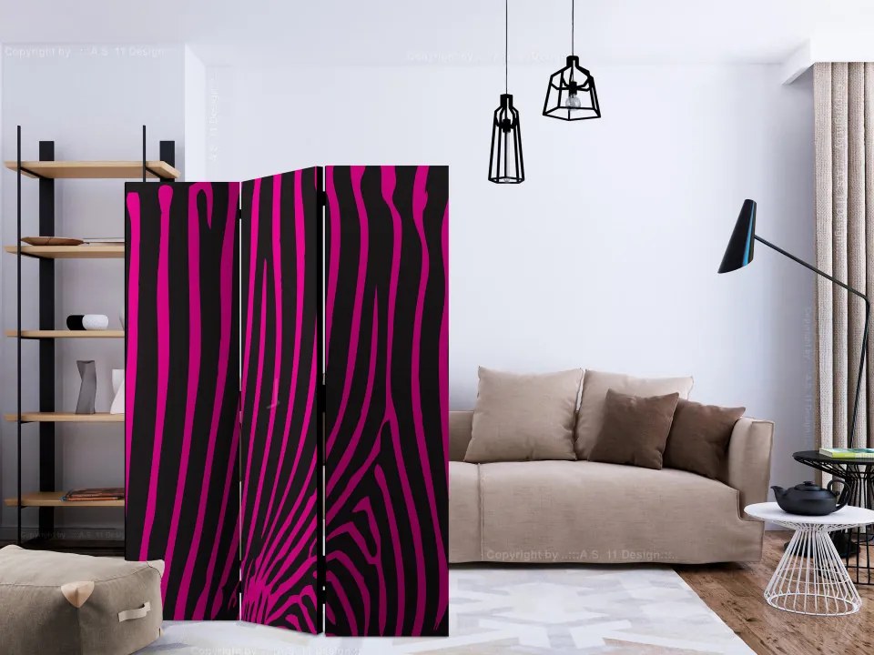 Paravan - Zebra pattern (violet) [Room Dividers]