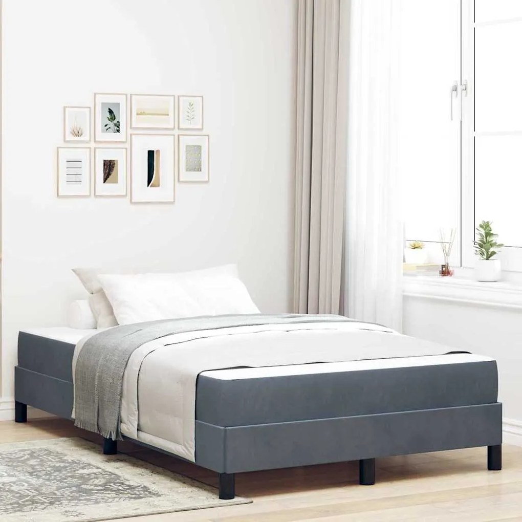 vidaXL Pat boxspring cu saltea Gri închis 120 x 190 cm Catifea
