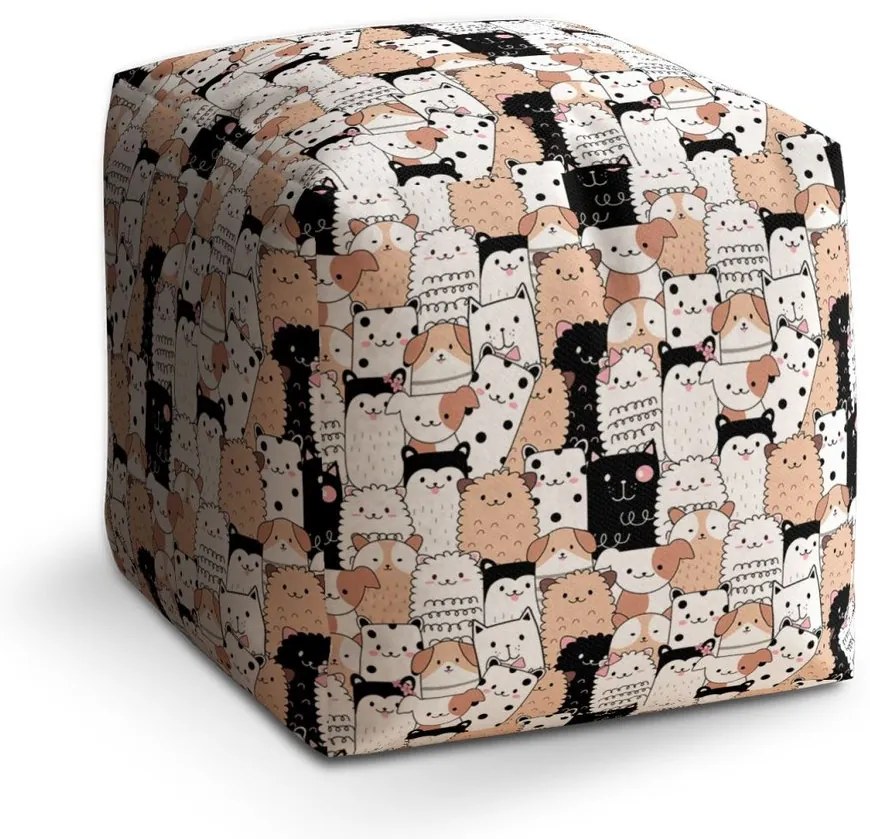 Taburet Cube animăluțe drăguțe, colorat