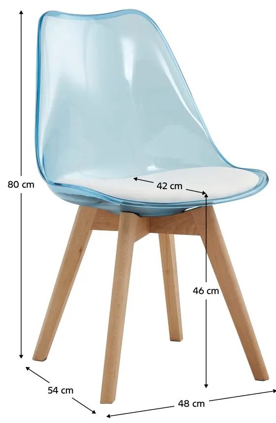 Scaun sufragerie Bralla 2 (transparent + albastru + fag + alb) . 1116241