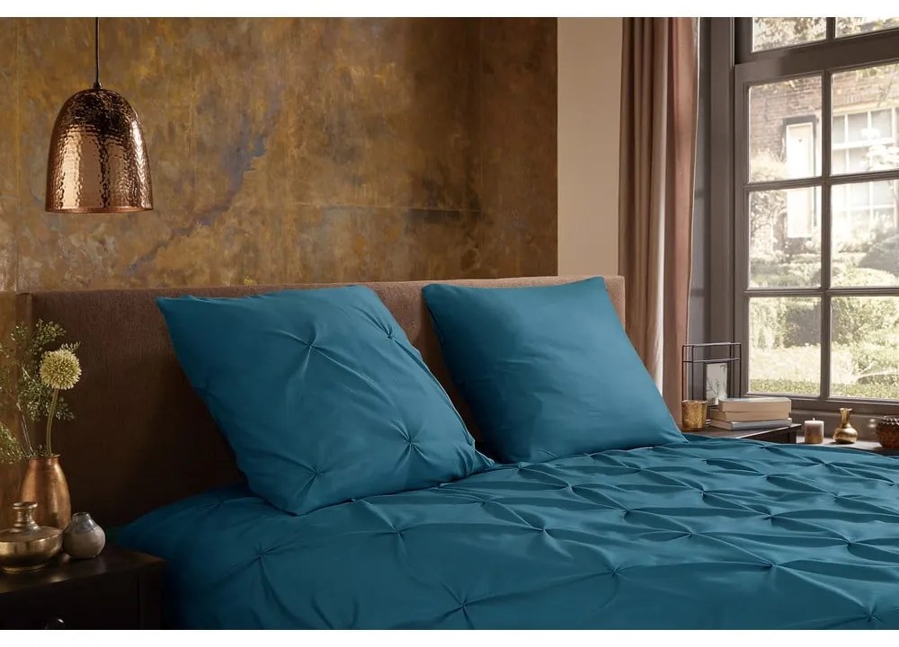 Lenjerie de pat albastru petrol din microfibră pentru pat dublu/extinsă 200x220 cm Pure Elegance – Good Morning