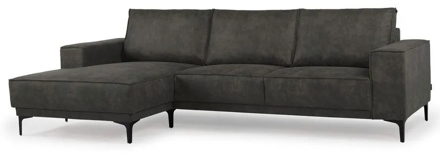 Colțar gri antracit cu tapițerie din imitație de piele (colț pe partea stângă ) Copenhagen – Scandic