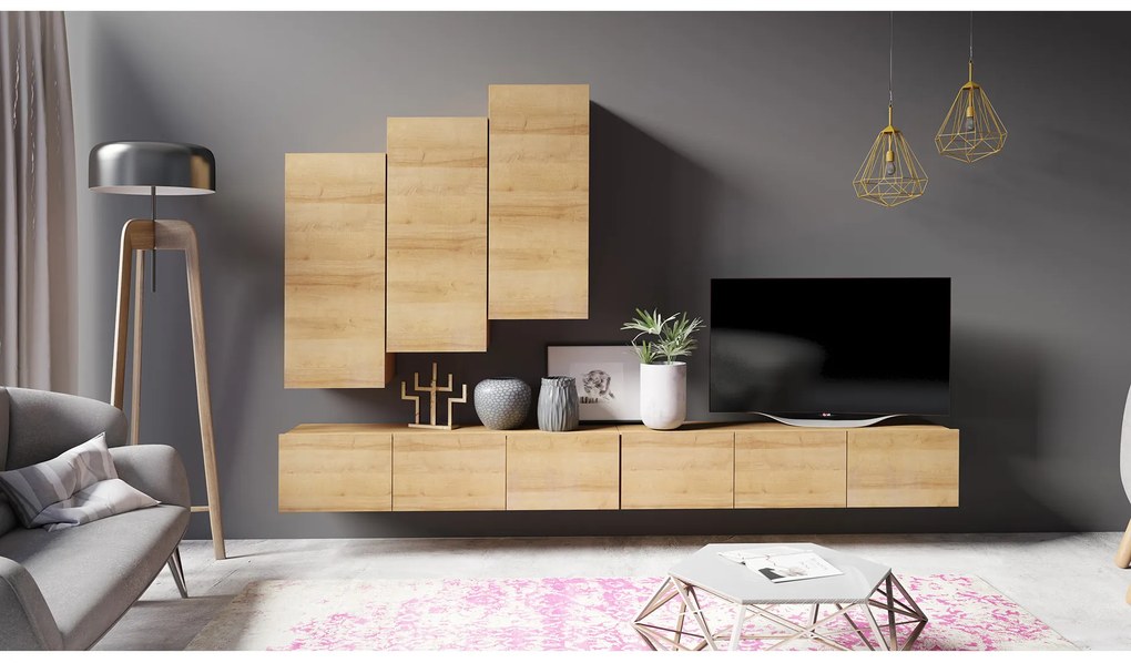 Mobilier living Calabria C20 (Stejar auriu) (fără iluminat). 1051676