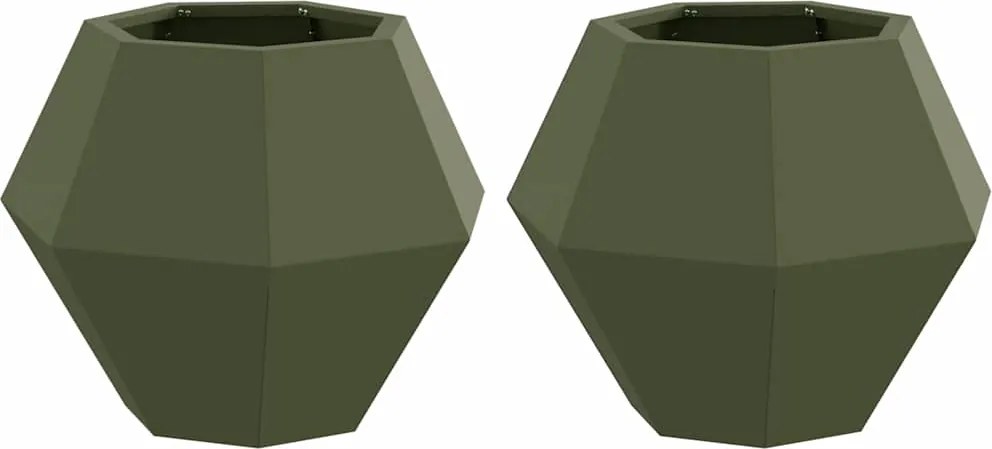 vidaXL Jardinieră 2 pcs Verde măsliniu 50 x 50 x 40 cm Oțel