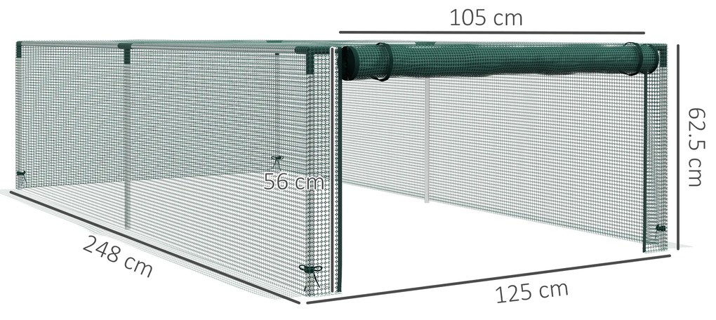Outsunny Seră de grădină seră pentru roșii cu protecție din filet HDPE, dim. 125L x 248l x 62,5H cm | Aosom Romania