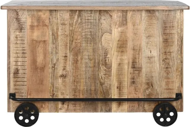 Consola de bar, din lemn de mango, cu roti, Wagon