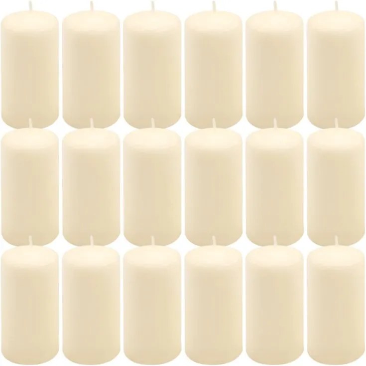 Set de lumânări pilon, 11,5 cm, Ø 6 cm, crem, 18 buc.