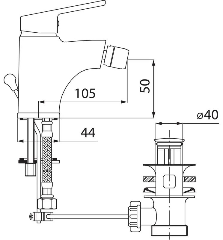 Baterie bideu Ferro Smile, cu ventil, crom - BSM6