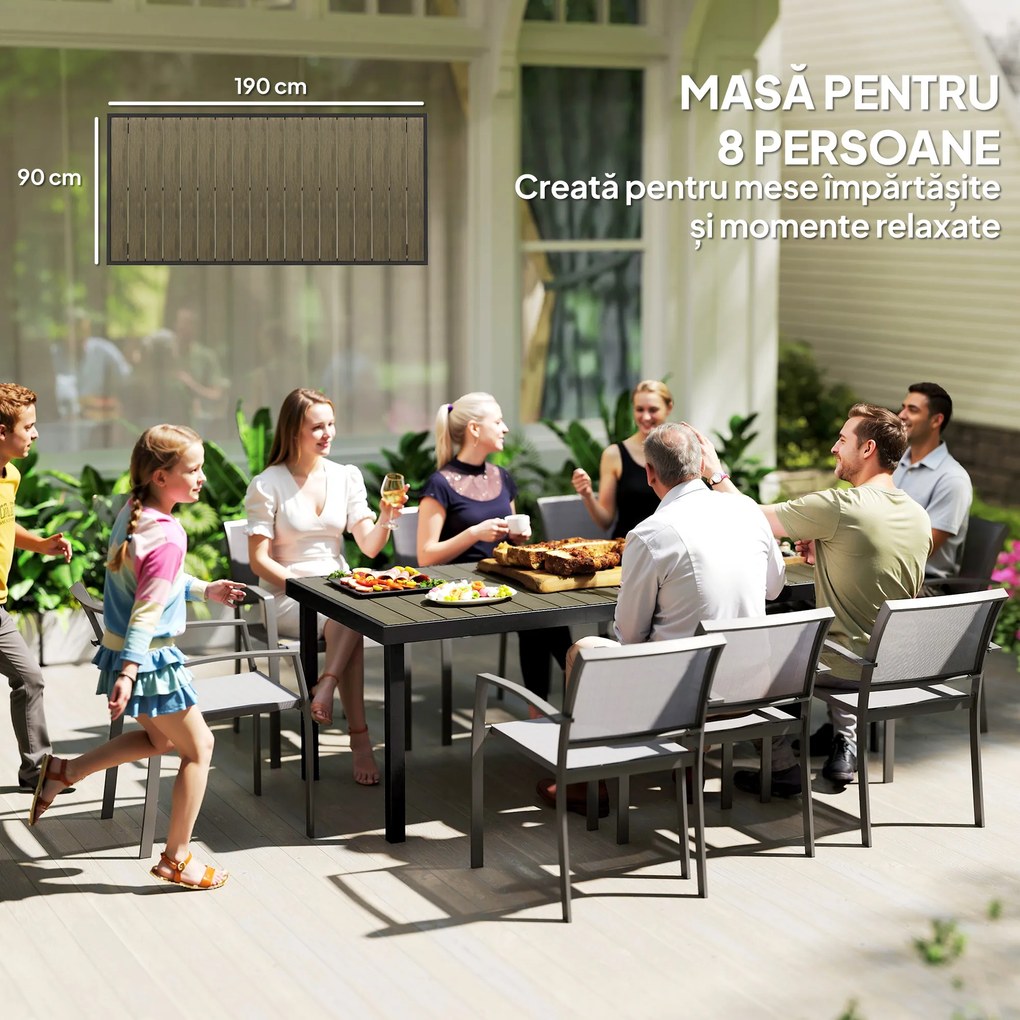 Outsunny Aluminum Outdoor Patio Dining Table for 8 for Garden Lawn Backyard, Natural | Aosom Romania