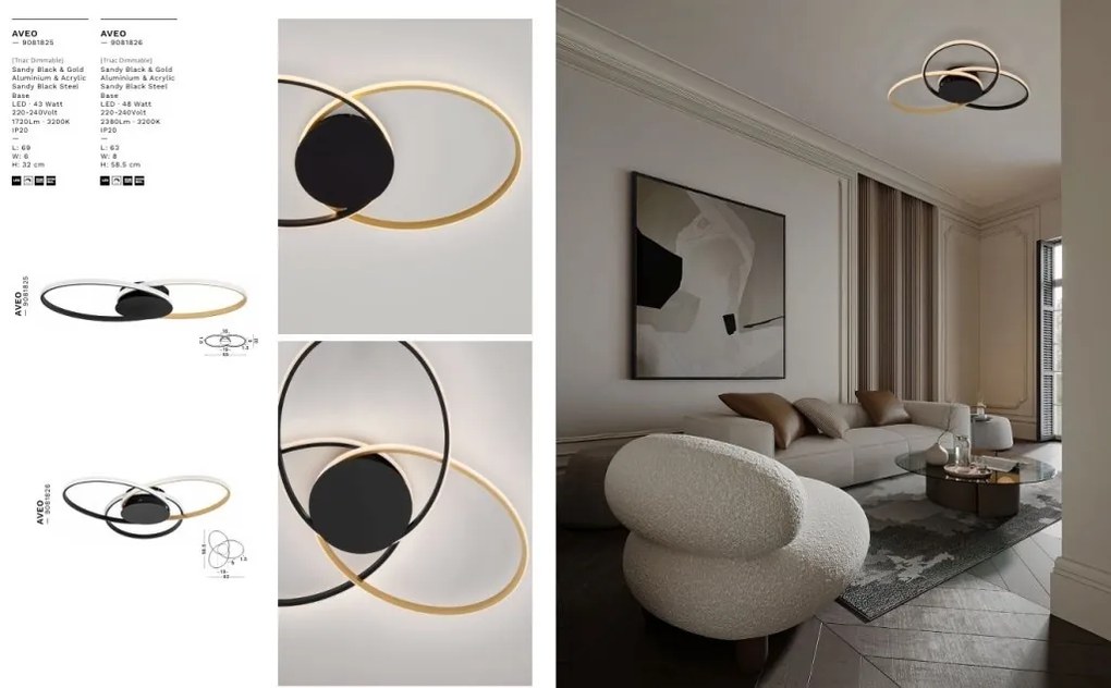 Plafoniera LED stil modern minimalist AVEO