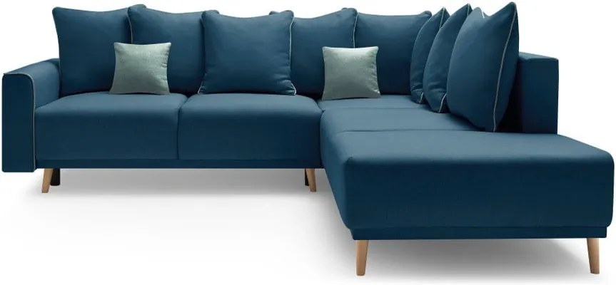 Colțar extensibil cu șezlong pe partea dreaptă Bobochic Paris Mola L, albastru navy