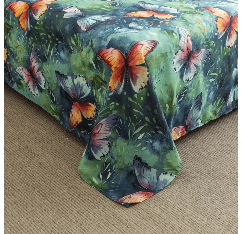 Cearsaf din microfibra 140x240 cm si husa pentru perna 50x70 cm COLORFUL BUTTERFLY, colorat
