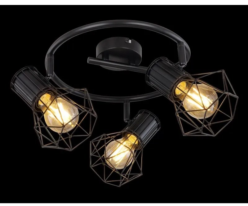 Plafoniera cu 3 spoturi design industrial PRISKA negru
