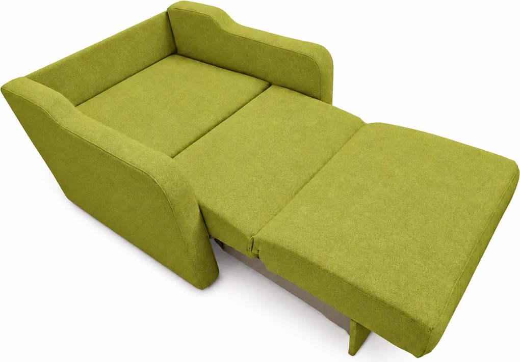 Fotoliu SAMY extensibil, cu lada de depozitare, stofa verde, cadru metalic, 103x100x92 Stofa, Verde
