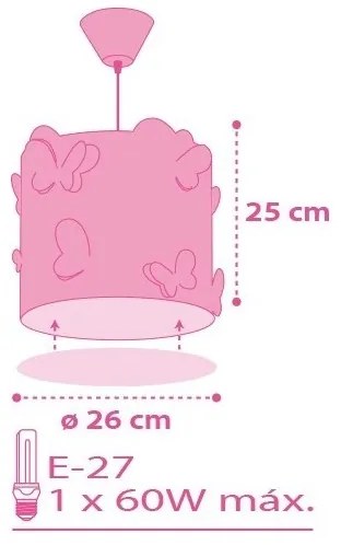 Dalber 62142 - Lampa copii BUTTERFLY 1xE27/60W/230V