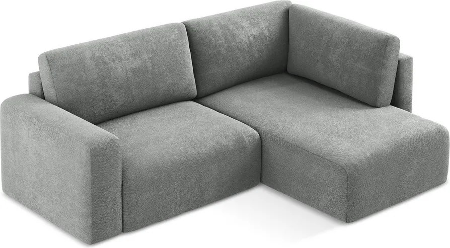 Colțar gri extensibil/cu spațiu de depozitare cu tapițerie din chenille (cu colț pe partea dreaptă/în formă de ”L”) Kona – Makamii