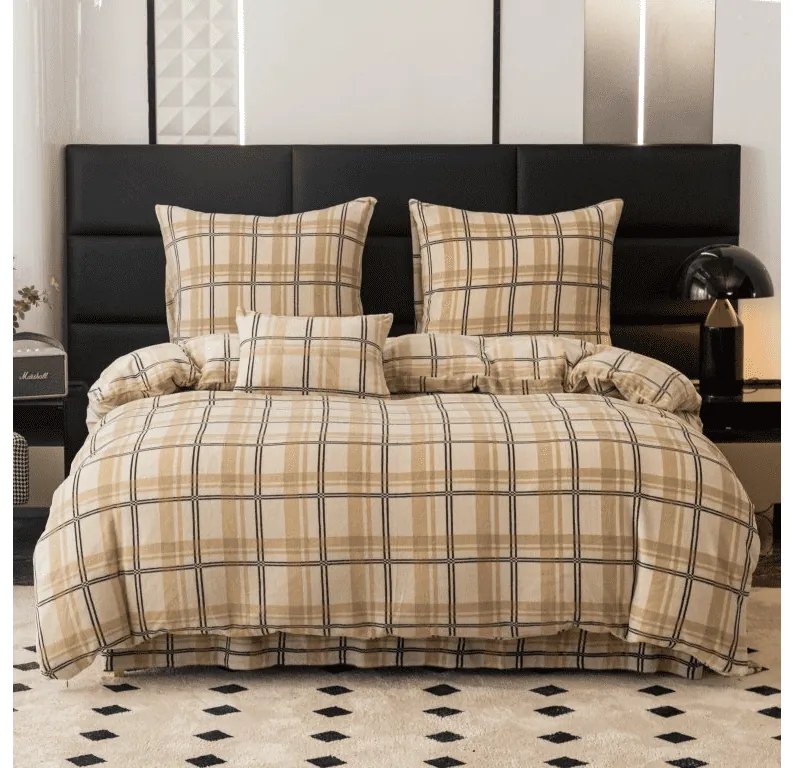 Lenjerie de pat microplush PLAID crem Dimensiunile lenjeriei: 2 buc 70 x 90 cm | 200 x 220 cm