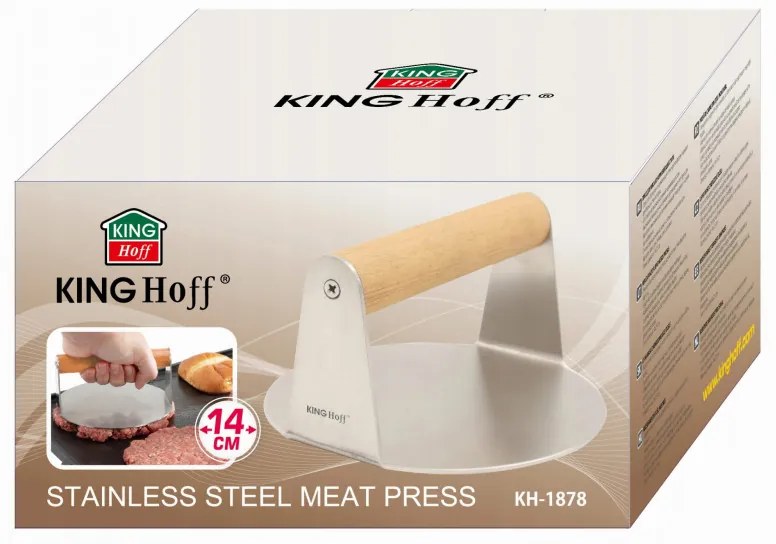 Burger Press Kinghoff KH 1878, Oțel inoxidabil, Ușor de spălat, Diametru 11,4 cm, Inox