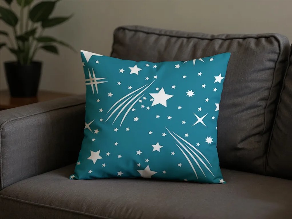 Set 2 huse decorative pentru perne din microfibra NIGHT SKY 45x45 cm, turcoaz