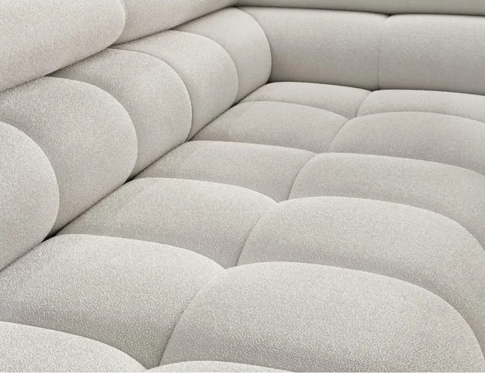 Colțar crem extensibil/cu spațiu de depozitare cu tapițerie din țesătură bouclé (cu colț pe partea dreaptă/în formă de ”L”) Ferucce – ELTAP