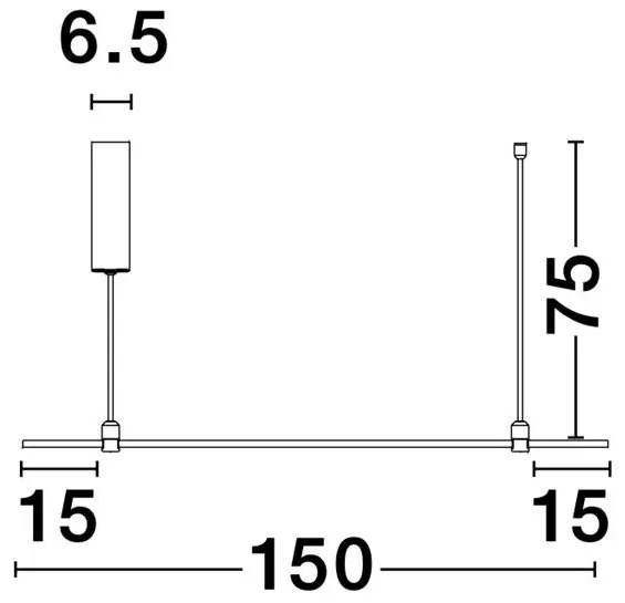 Sistem tubular magnetic-decorativ GRAMMI 03 H-75cm, auriu satinat