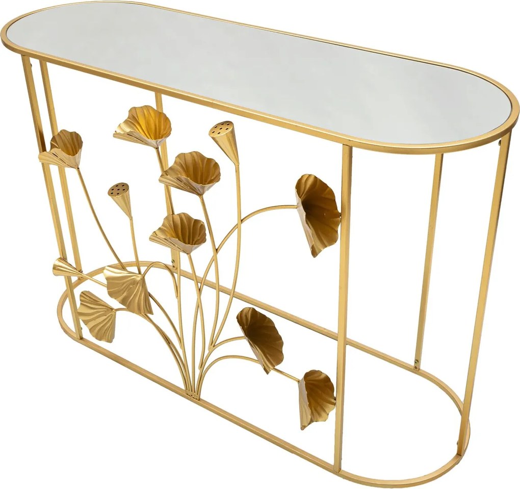 Consola, Flow, Mauro Ferretti, 120 x 40 x 80 cm, fier/MDF/oglinda, auriu