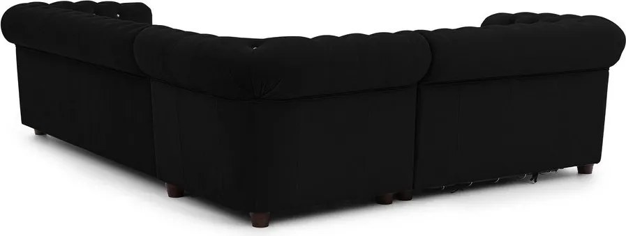 Colțar negru extensibil cu tapițerie din catifea (cu colț pe partea stângă/în formă de ”L”) York Blik – Ropez