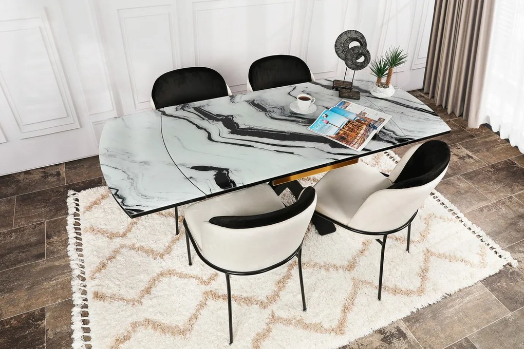Set de scaune de sufragerie Dore Black and Cream,2 buc.