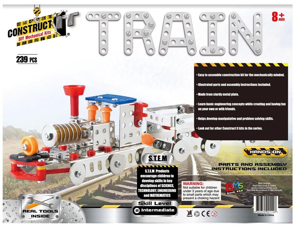 Kit STEM Locomotiva cu aburi și doua vagoane, nivel intermediar