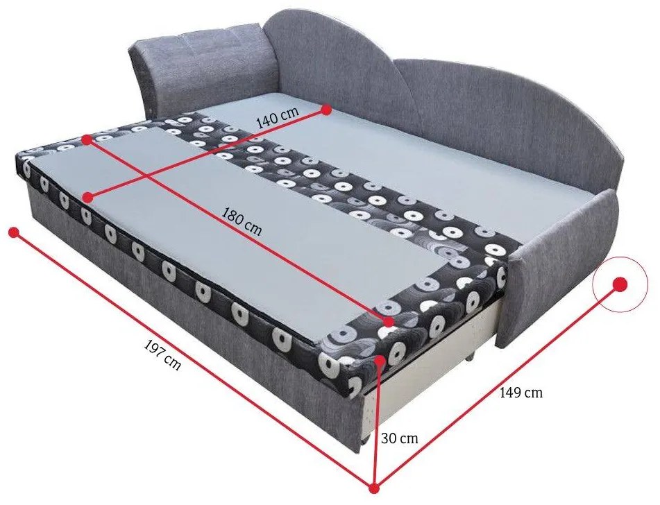 Supermobel Canapea extensibilă AGATA, 200x80x75, ac1 + albastru închis (ac1/alova79), stânga