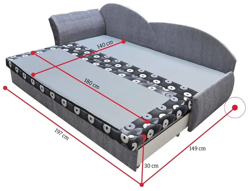 Supermobel Canapea extensibilă AGATA, 200x80x75, violet + gri (alova23/alova10), stânga