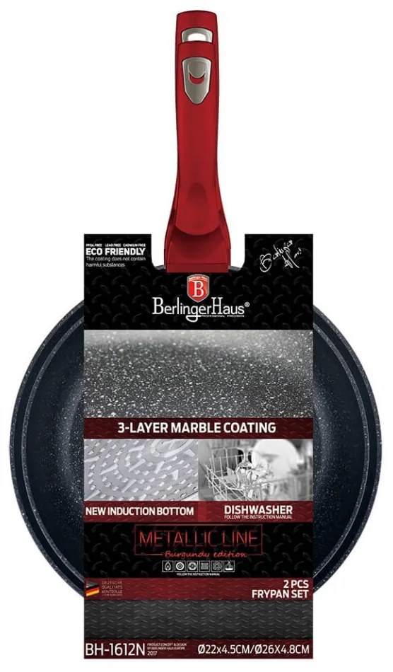Set 2 tigai marmorate (3 straturi) Metalic Line Burgundy Berlinger Haus BH 1612N