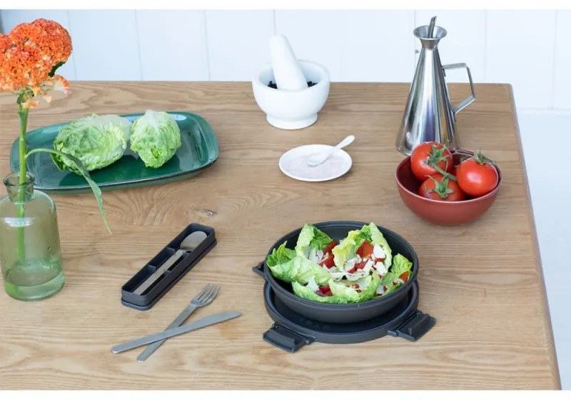 Cutie pentru alimente Brabantia Make&Take 1006299, 1 L, Inchidere ermetica, Fara BPA, Gri inchis