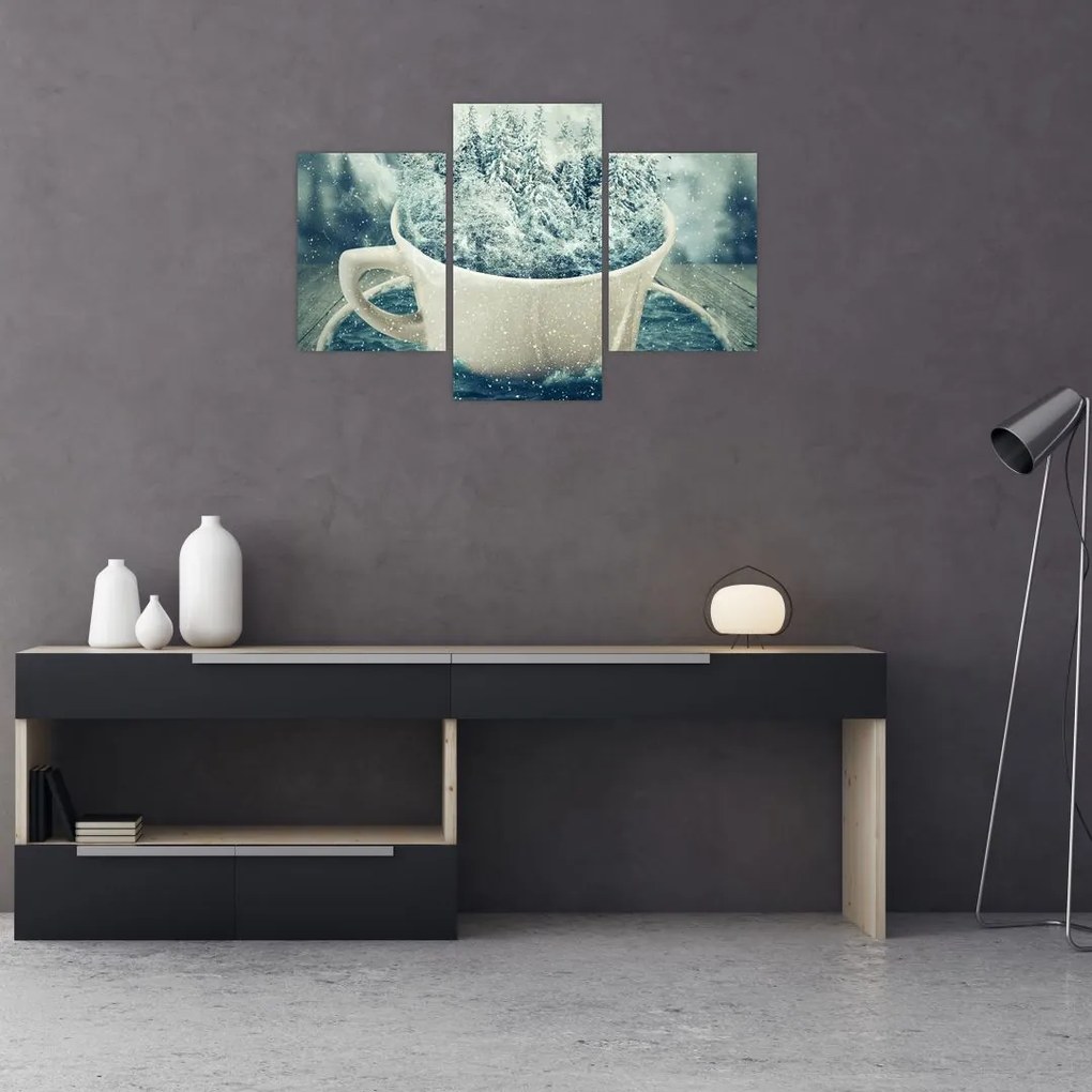 Tablou - Lumea de iarnă într-o căniță (90x60 cm)