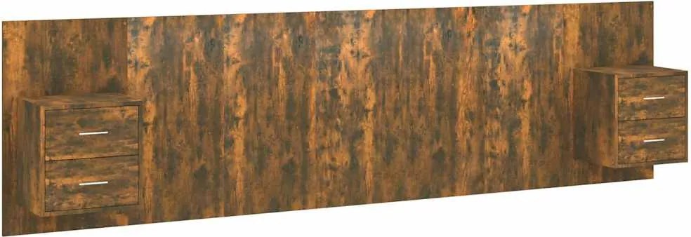 vidaXL Tăblie de pat cu dulapuri, stejar fumuriu, lemn prelucrat