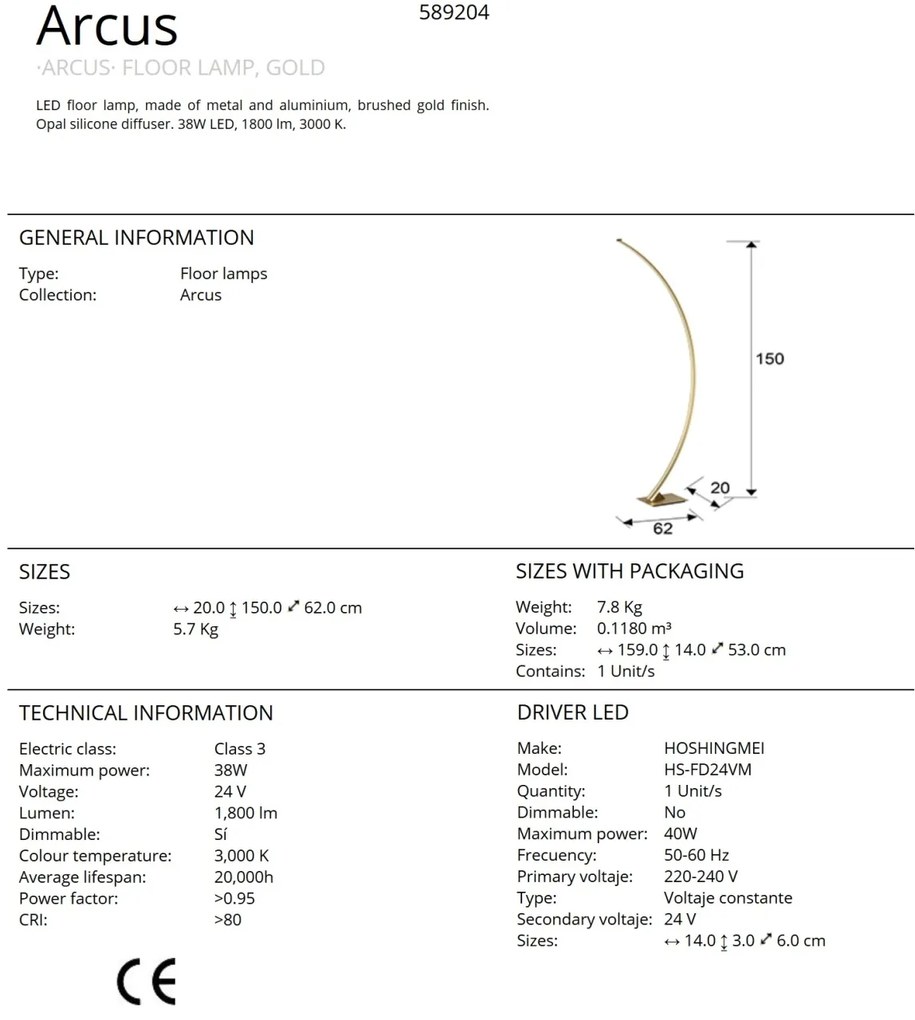 Lampadar / Lampa de podea design modern Arcus SV-589204