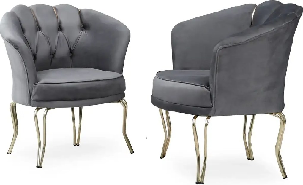 Fotoliu Viena, scaun, gri-auriu, picioare metal auriu, Homs