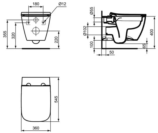 Set rezervor WC cu cadru Ideal Standard ProSys si vas WC I.Life B cu capac softclose alb