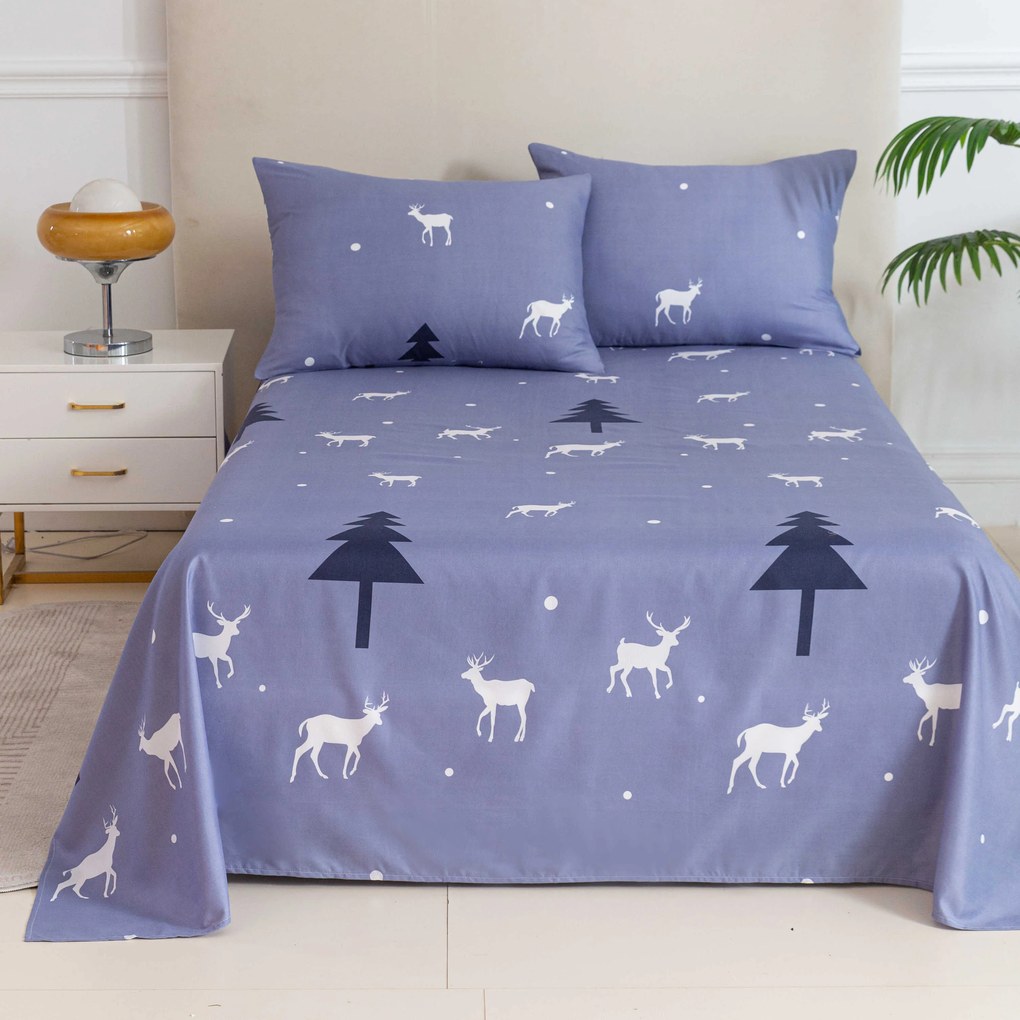 Cearsaf si fata de perna DEER AND TREE Dimensiune: 50 x 70 cm | 140 x 240 cm