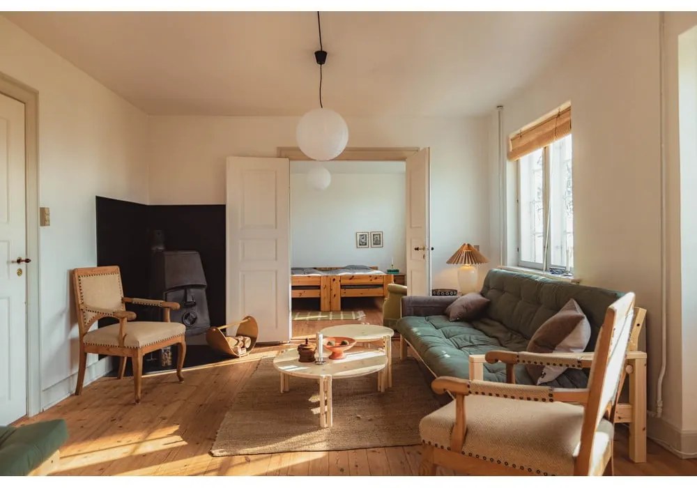 Canapea portocalie/maro extensibilă 205 cm Knob – Karup Design