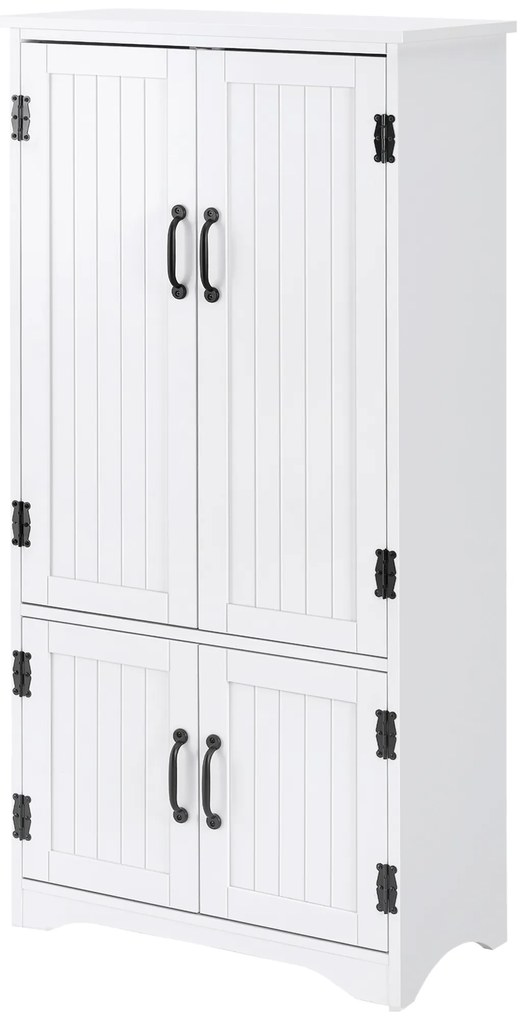 HOMCOM Bufet de bucătărie cămară de bucătărie contemporană multi-spații de depozitare 2 dulapuri 3 rafturi MDF panouri particule alb | Aosom Romania