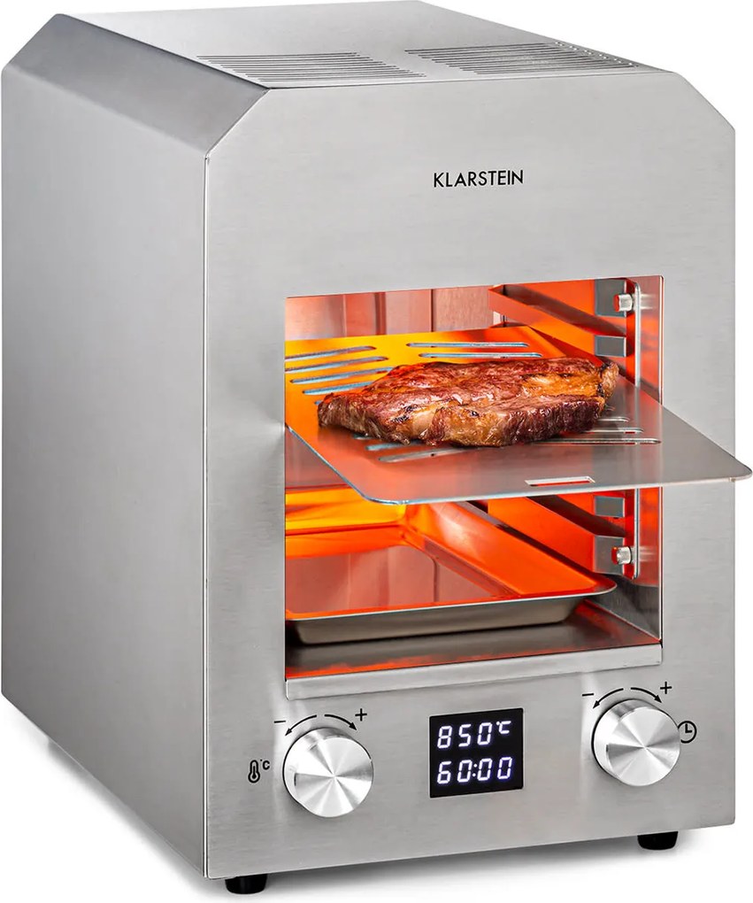 Klarstein Hannibal grătar de înaltă temperatură pentru interior 2.200W 850°C inox argintiu