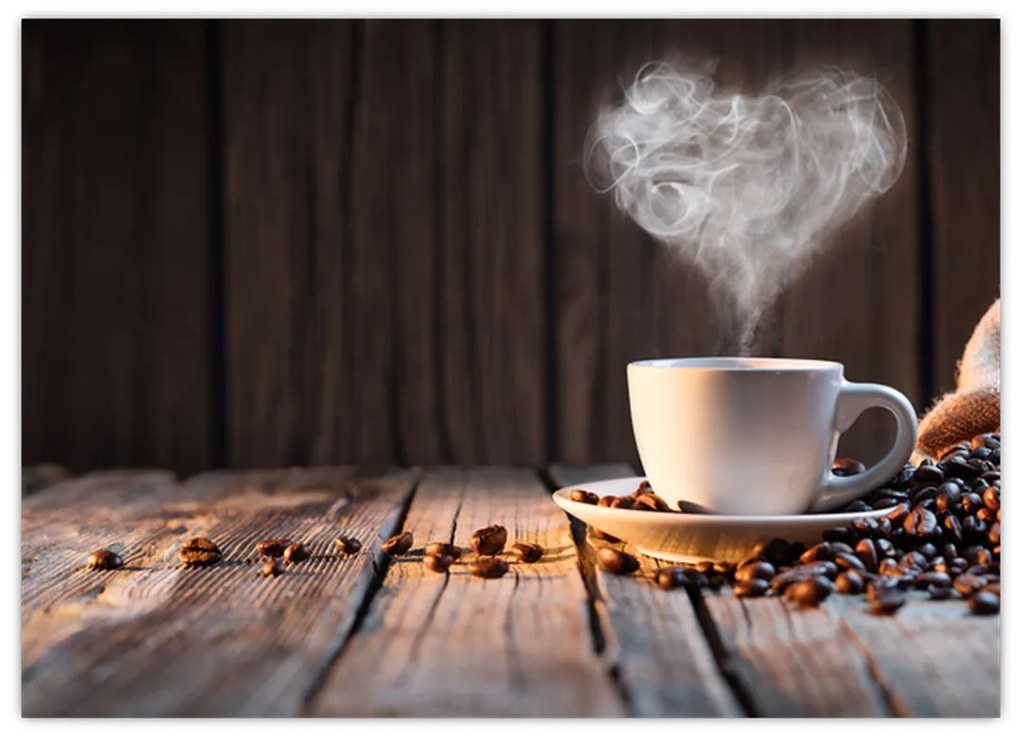 Tablou pe sticlă - Timp pentru cafea (70x50 cm)