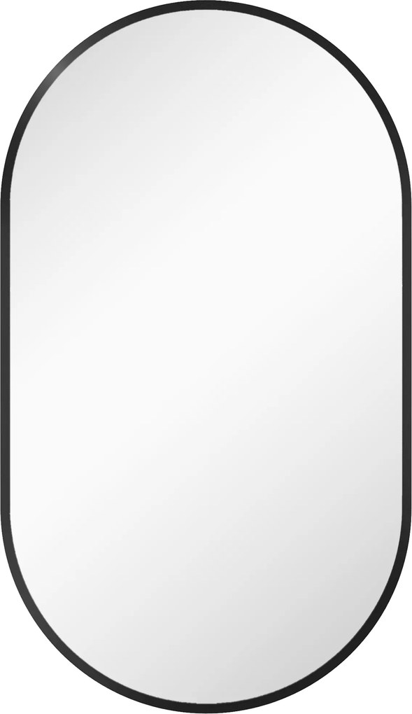 HOMCOM Oglindă Baie Ovală de Perete cu Ramă din Aluminiu, Verticală sau Orizontală, 40 x 70 cm, Negru | Aosom Romania